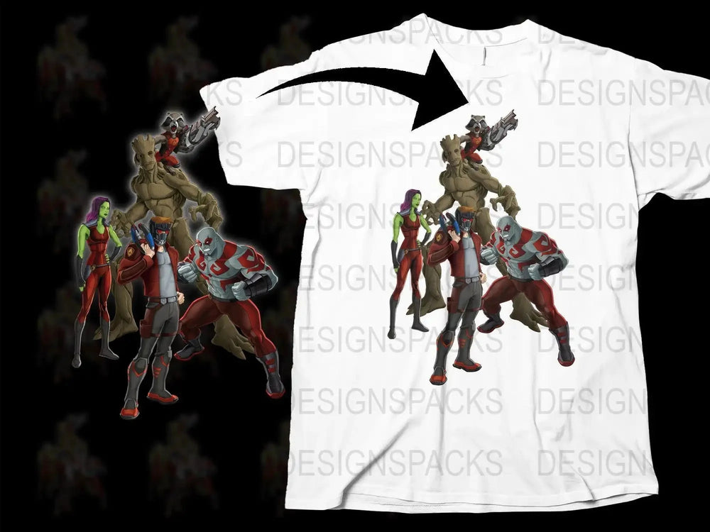 Guardians of the Galaxy Characters Graphic Png Digital Download