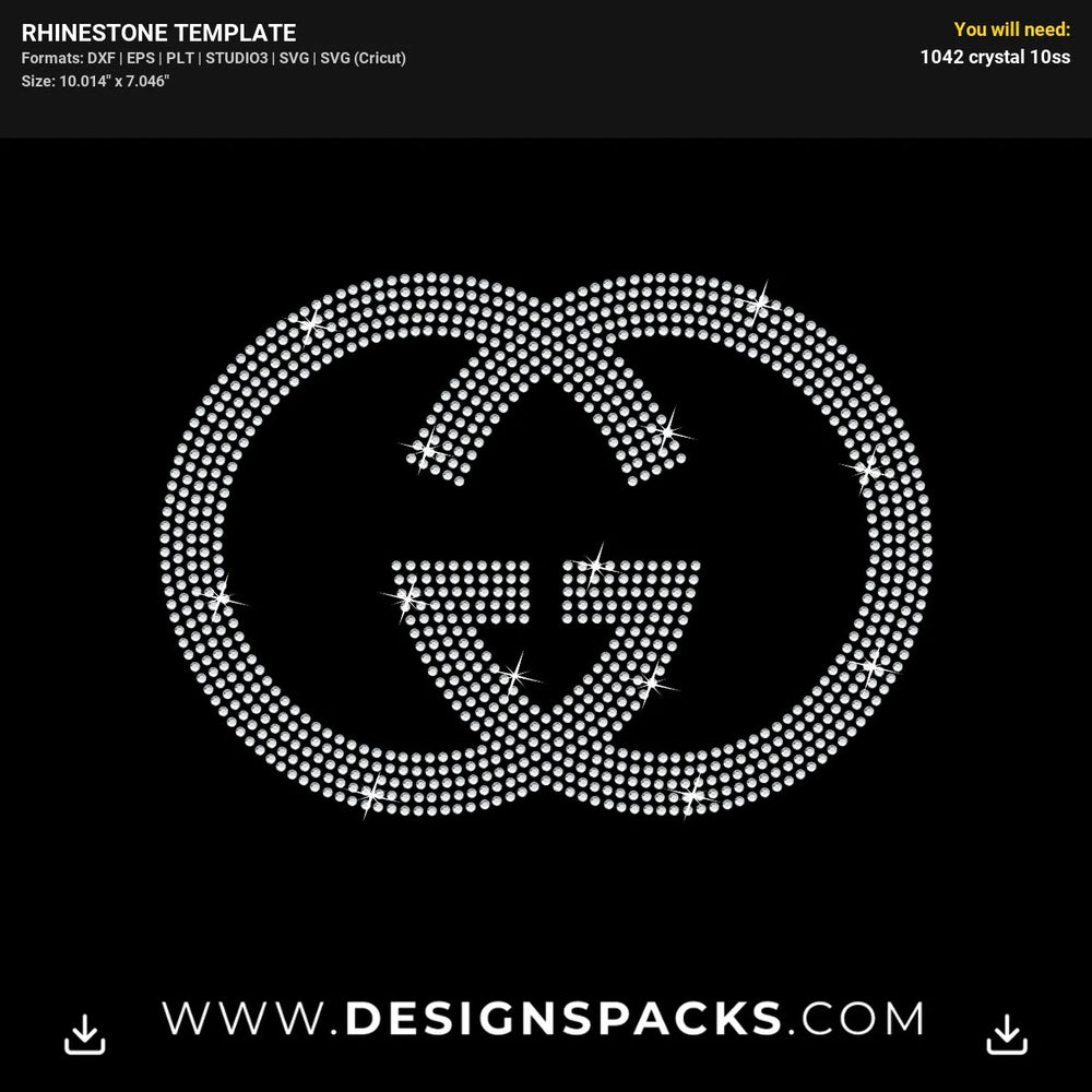 Gucci GG Monogram Pattern Rhinestone Digital Template
