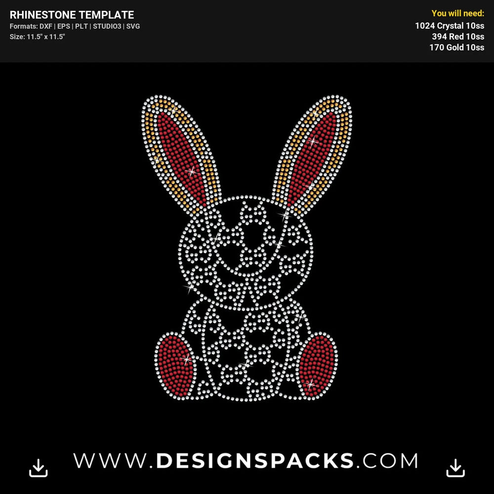 Gucci Rabbit 10Ss Rhinestone Digital Template