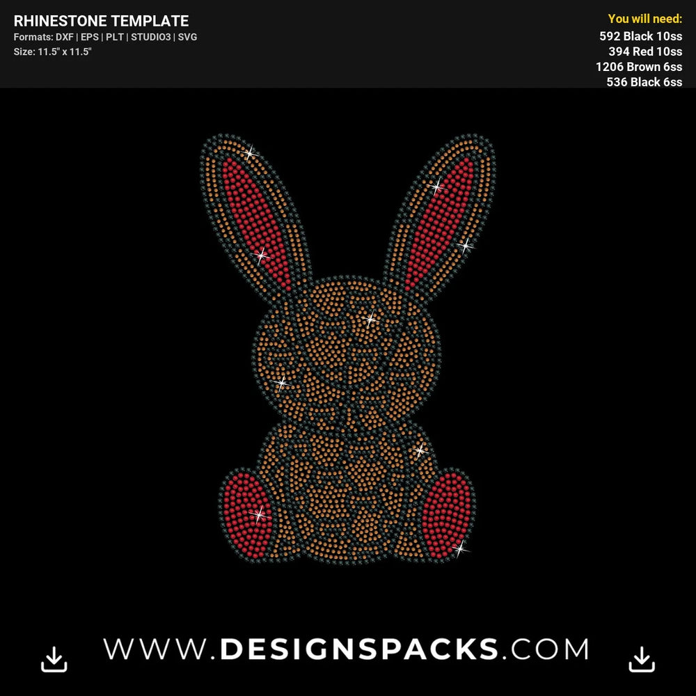 Gucci Style Rabbit Graphic Rhinestone Digital Template