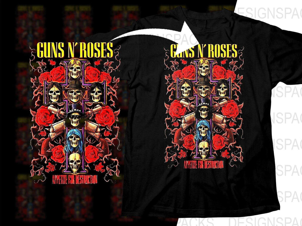 Guns N' Roses Appetite For Destruction Album Rock Band Png Halftone Digital Download