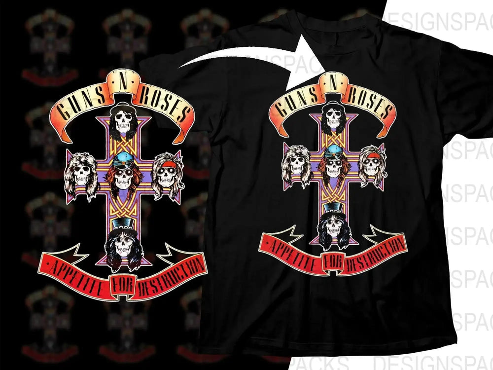 Guns N' Roses Appetite for Destruction Band Album Cover Png Halftone Digital Download