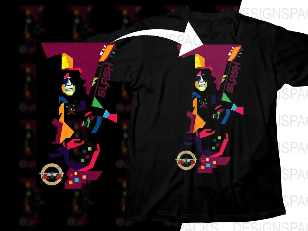 Guns N' Roses Colorful Graphic Design Of Guitarist Slash Png Design Digital Download
