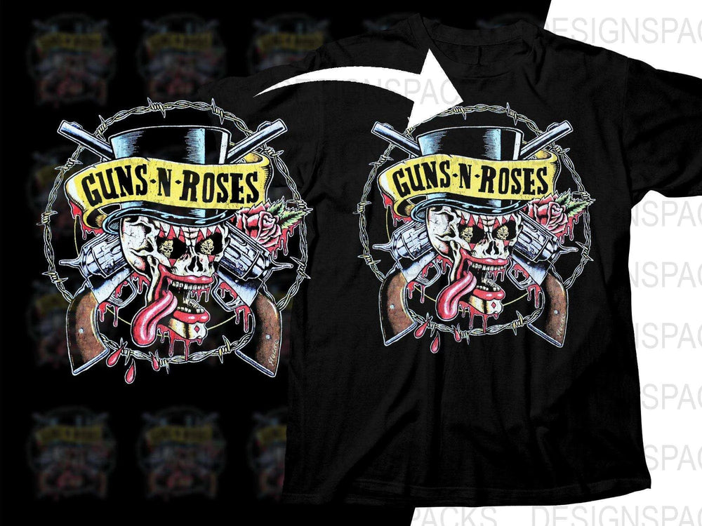 Guns N' Roses Skull Artwork Graphic Rock Music Band Png Halftone Digital Download