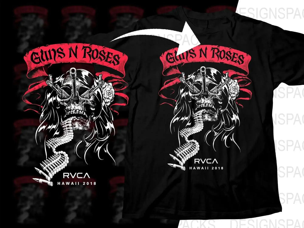 Guns N' Roses Skull Design Hawaii 2013 Tour Png Halftone Digital Download