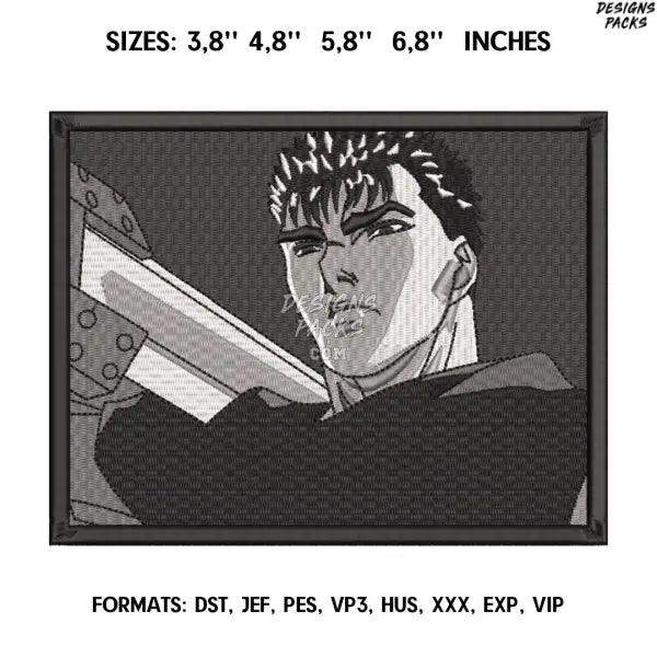 Guts Berserk Embroidery Design File / Berserk Anime Embroidery Design/ Berserk Guts embroidery design