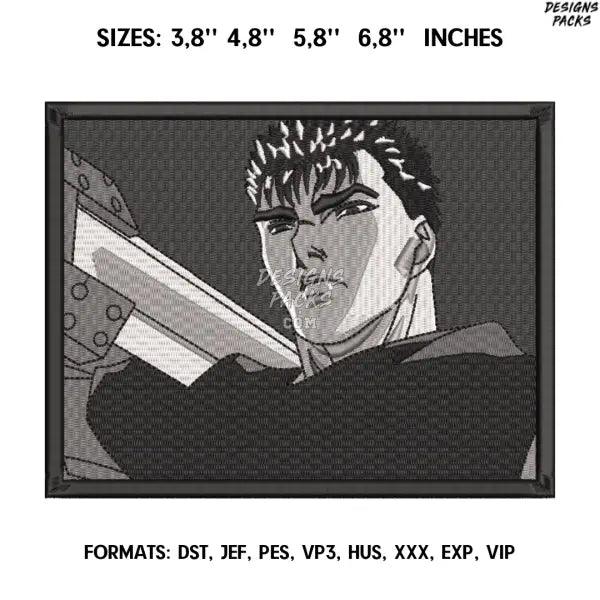 Guts Berserk Embroidery Design File / Berserk Anime Embroidery Design/ Berserk Guts embroidery design