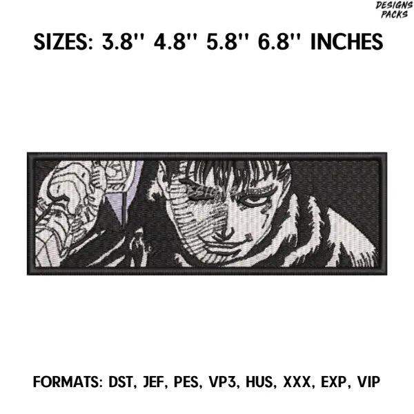 Guts Berserk Embroidery design file. Anime Berserk embroidery design. Machine embroidery file, Anime Pes Design Brother