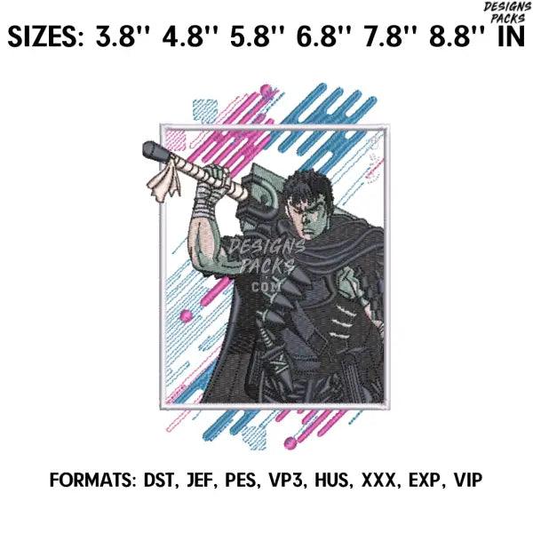 Guts Berserk Embroidery design file pes. Anime Berserk embroidery design. Machine embroidery, Anime Pes Design Brother