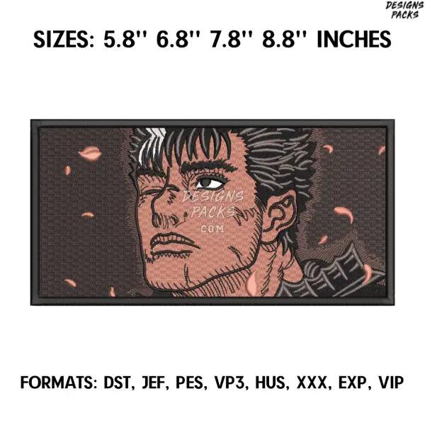 Guts Berserk Embroidery design file. Anime Berserk embroidery design. Machine embroidery file, Anime Pes Design Brother