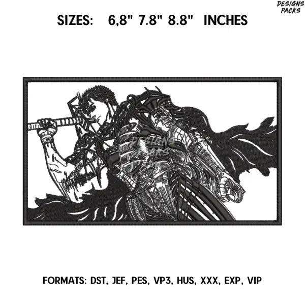 Guts Berserk Embroidery design file. Anime Berserk embroidery design. Machine embroidery file, Anime Pes Design Brother