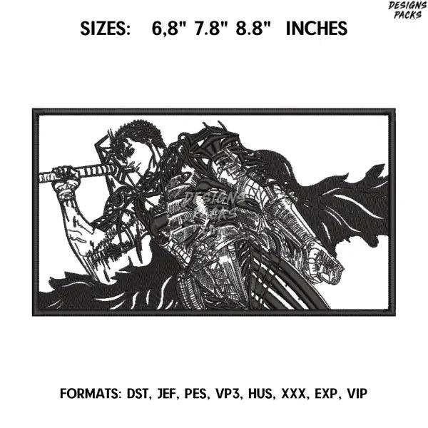 Guts Berserk Embroidery design file. Anime Berserk embroidery design. Machine embroidery file, Anime Pes Design Brother