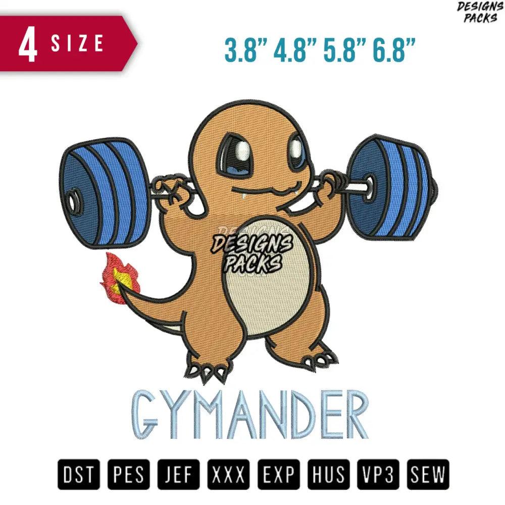 Gymander Fire Poke Ball Gym Lifting Embroidery Design