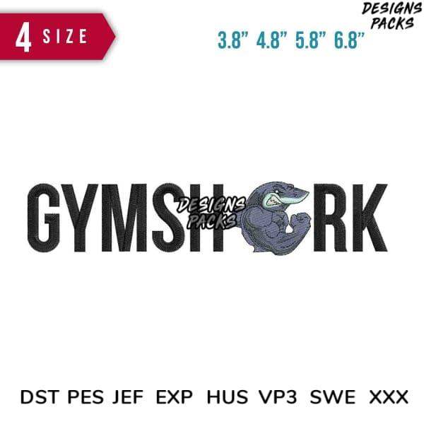 Gymshark-inspired embroidery design in 4 sizes, compatible with DST PES JEF formats for instant download.