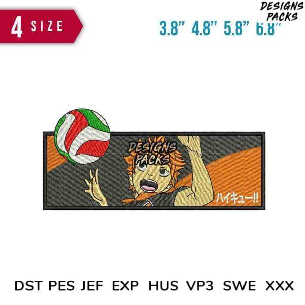 Anime volleyball player embroidery design in multiple sizes, print-ready formats
