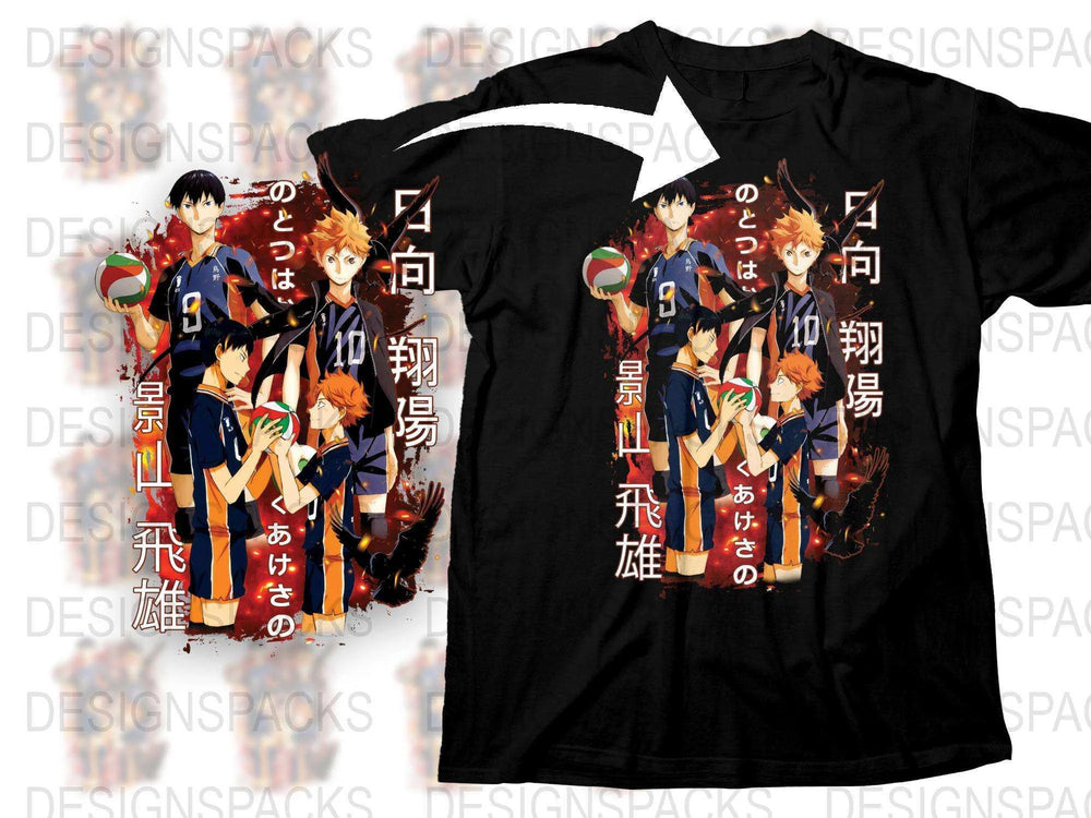 Anime Themed Graphic T-Shirt, Colorful Cartoon Characters, Casual Fan Clothing, Unisex Manga Tee Design, Unique Gift Idea