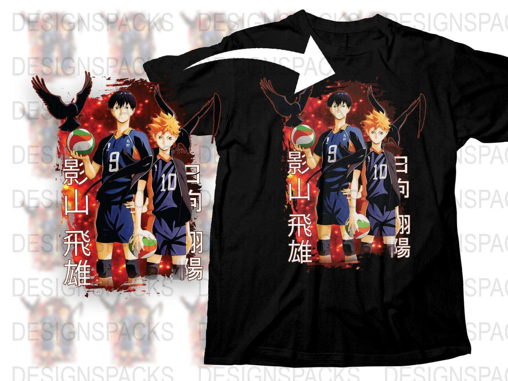 Haikyuu Anime T-Shirt, Tobio Kageyama Shoyo Hinata Volleyball Graphic Tee, Unisex Manga Shirt