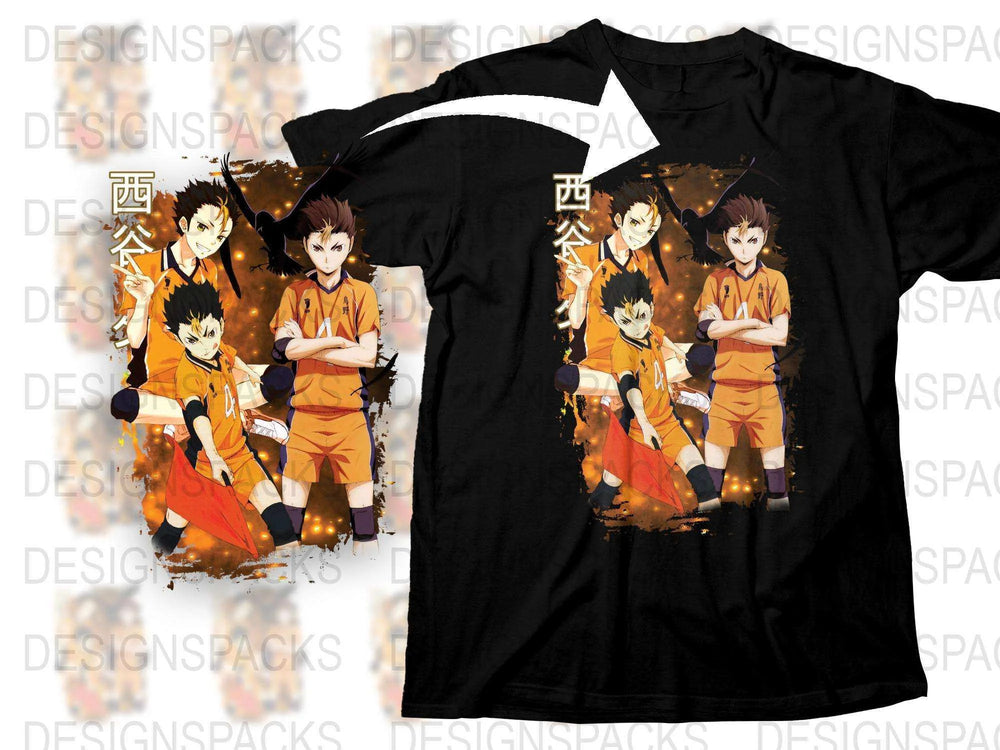 Anime Volleyball Team Graphic T-Shirt, Cool Sports Manga Tee, Unisex Casual Wear