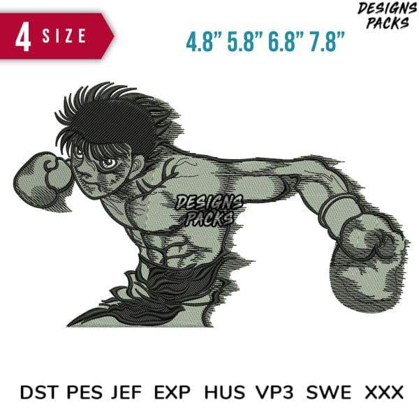 Boxer embroidery design in 4 sizes, DTF/DTG print-ready, PES/DST formats for instant download