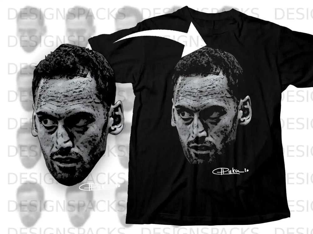 Black T-shirt with a Graphic Face Design