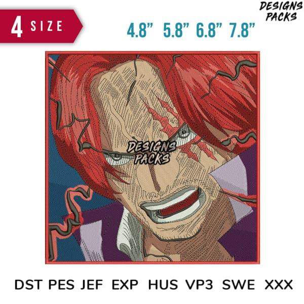Anime character embroidery design in 4 sizes, DST PES JEF formats, print-ready for DTG or DTF