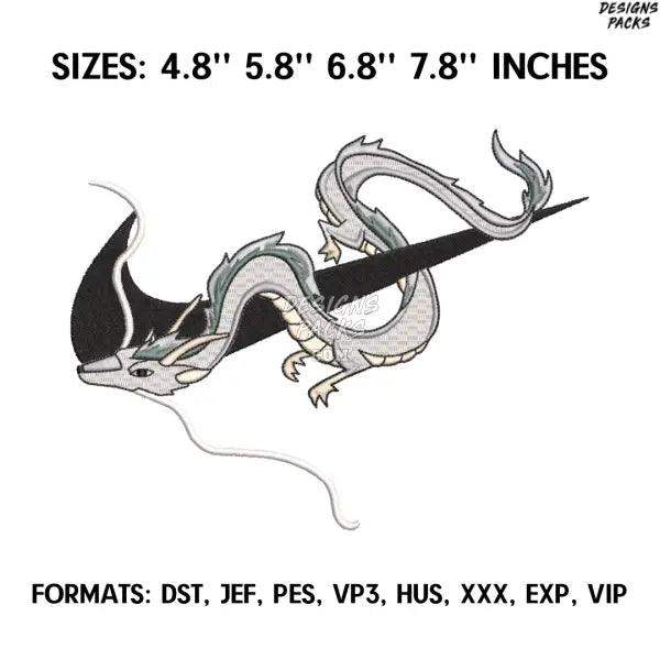 Haku Dragon Embroidery Design File, Spirited away Anime Embroidery Design, Machine embroidery, Anime Pes Design