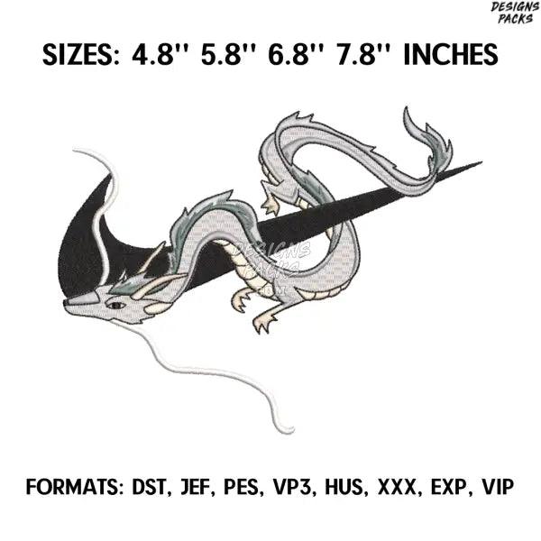 Haku Dragon Embroidery Design File, Spirited away Anime Embroidery Design, Machine embroidery, Anime Pes Design