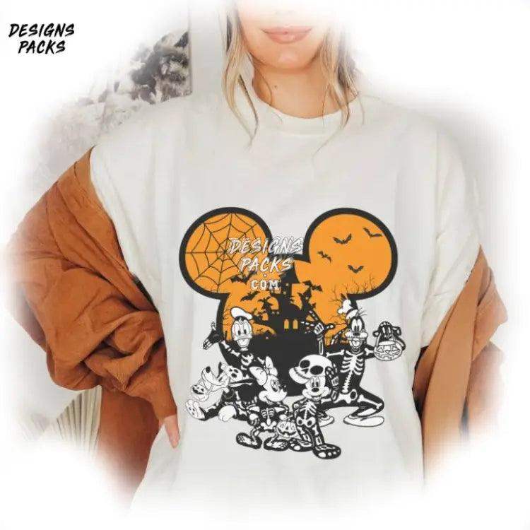 Halloween Mickey Skeleton Cartoon Head Png Design