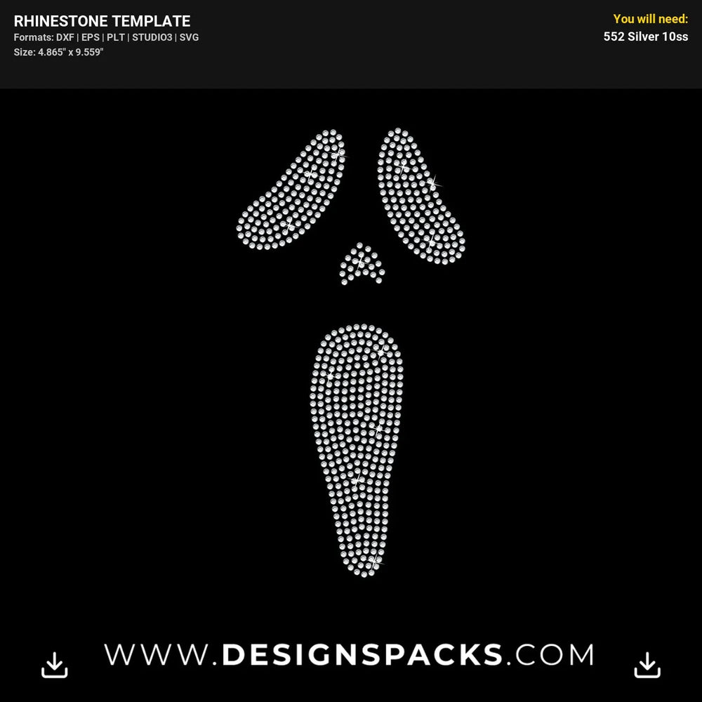 Halloween Scary Ghost Rhinestone Digital Template
