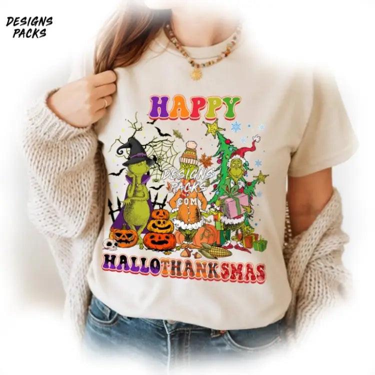 Halloween Thanksgiving Christmas Grinch Stole Xmas Happy Hallothankmas Png Design