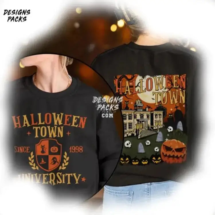 Halloween Town University Vintage Halloweentown Est 1998 Sublimation Png Design