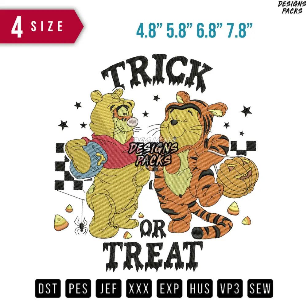 Halloween Trick Or treat Pooh Embroidery Design