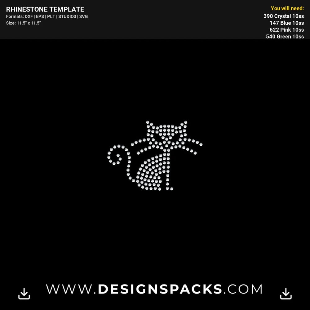 Halloween Witch Cat Pumpkin Rhinestone Digital Template