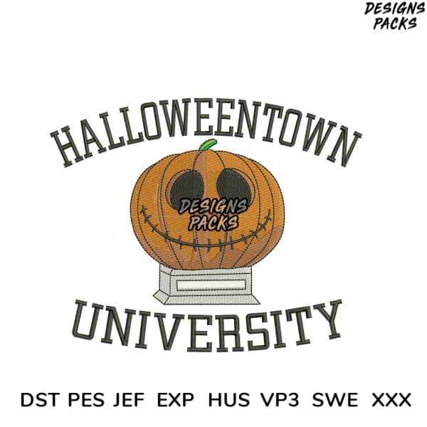 Halloweentown University pumpkin embroidery design in DST PES JEF formats for instant download