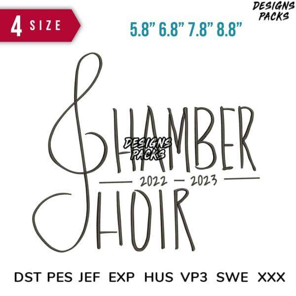 Chamber Choir embroidery design in 4 sizes, compatible with DST PES JEF formats for 2022–2023