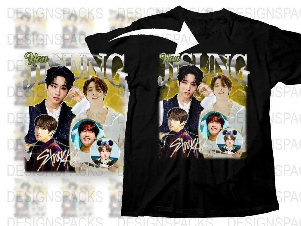 K-Pop Inspired Graphic T-Shirt, Multiple Idol Faces Design, Fan Merch, Casual Cotton Tee, Fashionable Streetwear, Unisex Fit