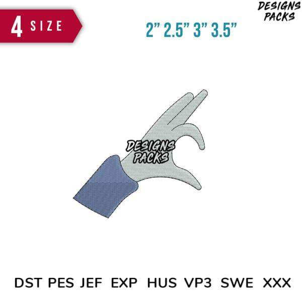 Embroidery design of hand gesture in 4 sizes, compatible with DST PES JEF formats for instant download