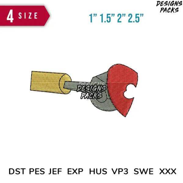 Hand wall e Embroidery Design Size item :  1" 1.5" 2" 2.5"