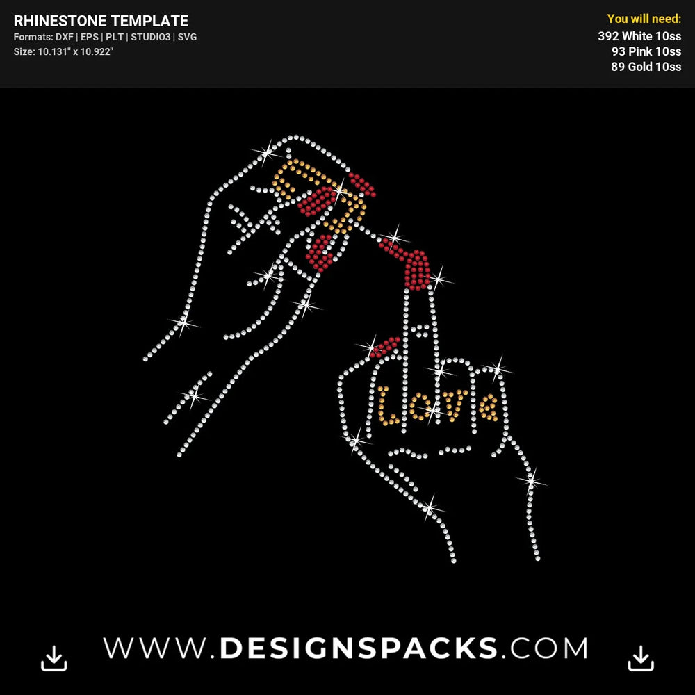 Hands Designed With Rhinestones Nail Polish Love Unique Rhinestone Digital Template
