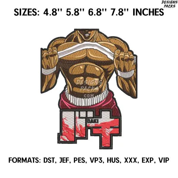 Hanma Baki Embroidery Design File, Baki Hanma Anime Embroidery Design, Machine Embroidery Dst. Nike Baki The Grappler