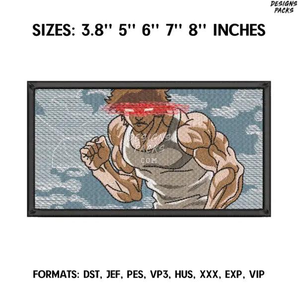 Hanma Baki Embroidery Design File, Baki Hanma Anime Embroidery Design, Machine Embroidery Dst. Nike Baki The Grappler