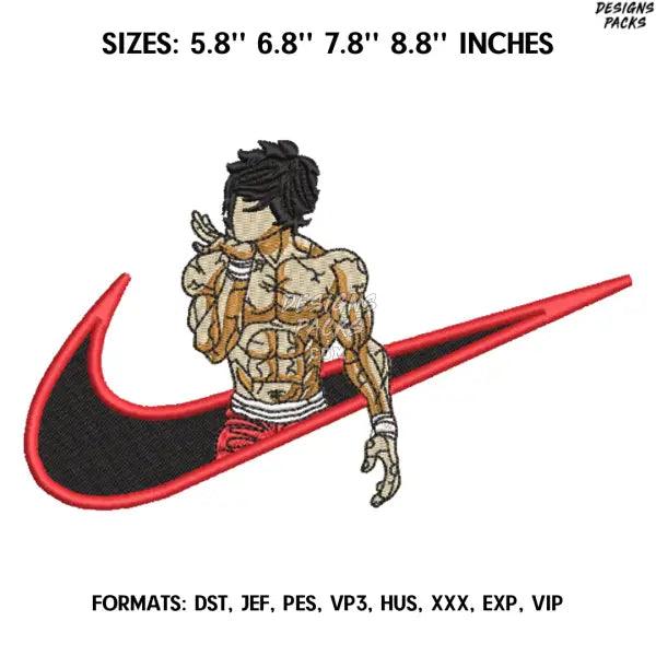 Hanma Baki Embroidery Design File, Baki Hanma Anime Embroidery Design, Machine  Design Pes Dst. Nike Baki The Grappler
