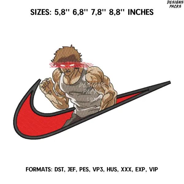 Hanma Baki Embroidery Design File/ Baki Hanma Anime Embroidery Design/ Machine  Design Pes Dst. Nike Baki embroidery