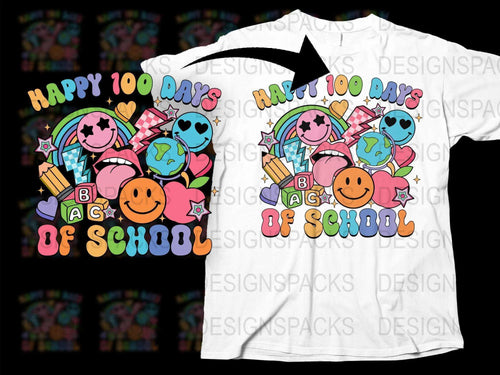 Happy 100 Days of School T-Shirt, Colorful Kids Celebration Top, Festive School Tee Design, Unisex Children's Clothing
