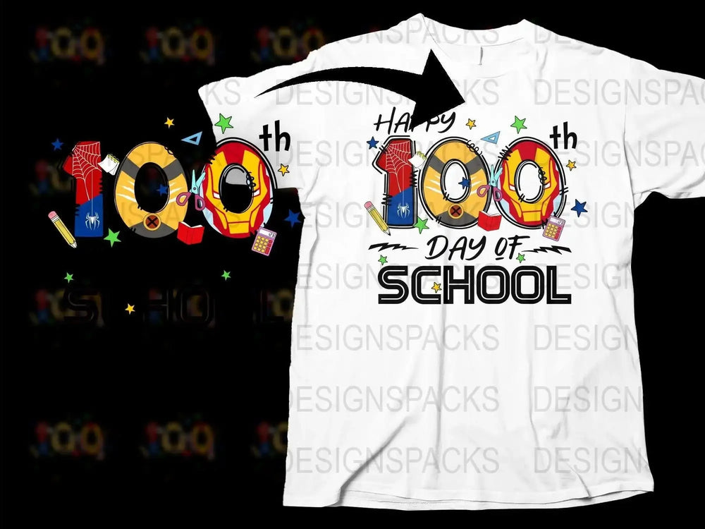 Happy 100th Day of School T-Shirt, Colorful Educational Tee, Kids Celebration Shirt, Fun School Event Apparel