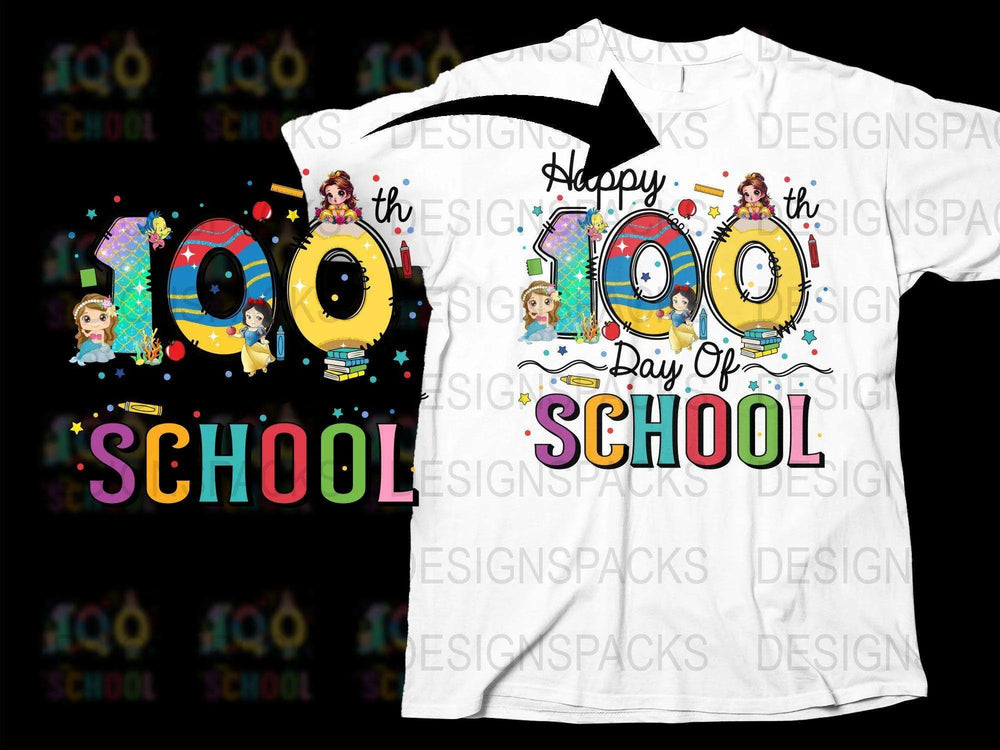Kids 100th Day of School T-Shirt, Colorful Graphic Tee, Happy 100 Days Celebration Shirt for Children