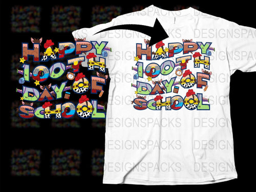 Happy 100th Day of School T-Shirt Colorful Kids Celebration Tee Unisex School Party Outfit