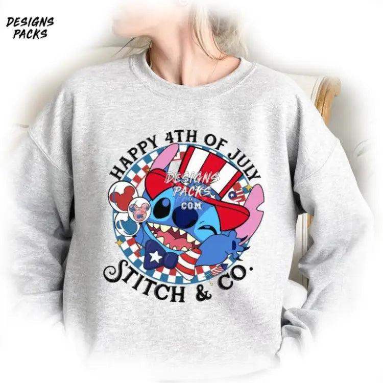 Happy 4Th Of July America Patriotic Cartoon Stitch Png Design