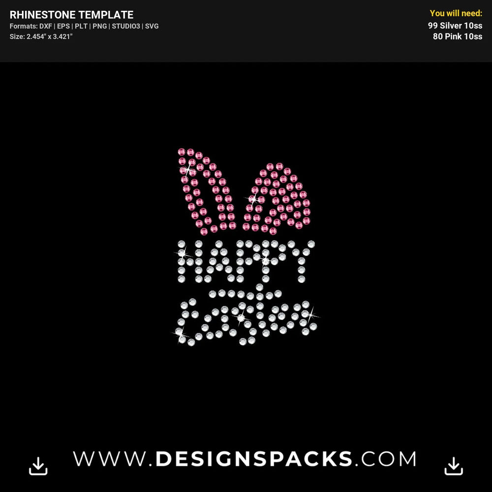 Happy Easter Mask Rhinestone Digital Template