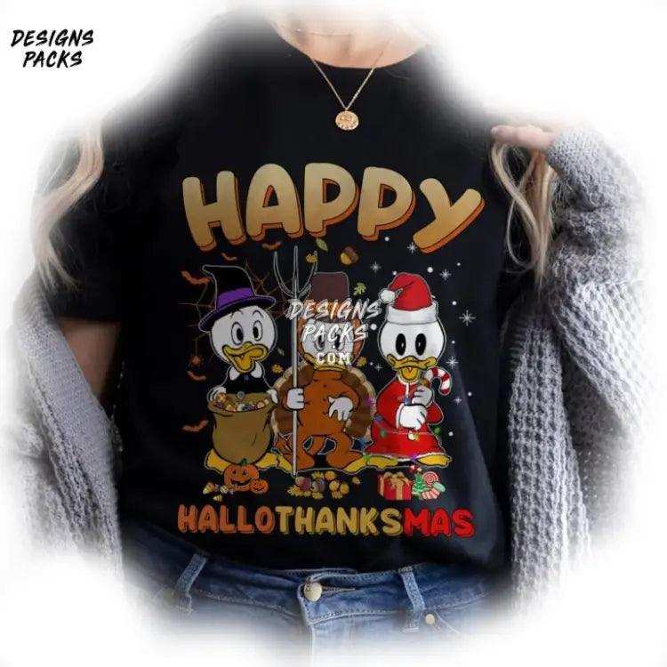 Happy Hallothanksmas Halloween Cartoon Png Design